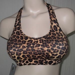 Vie Active Hannah Leopard Racerback Yoga Sport Bra